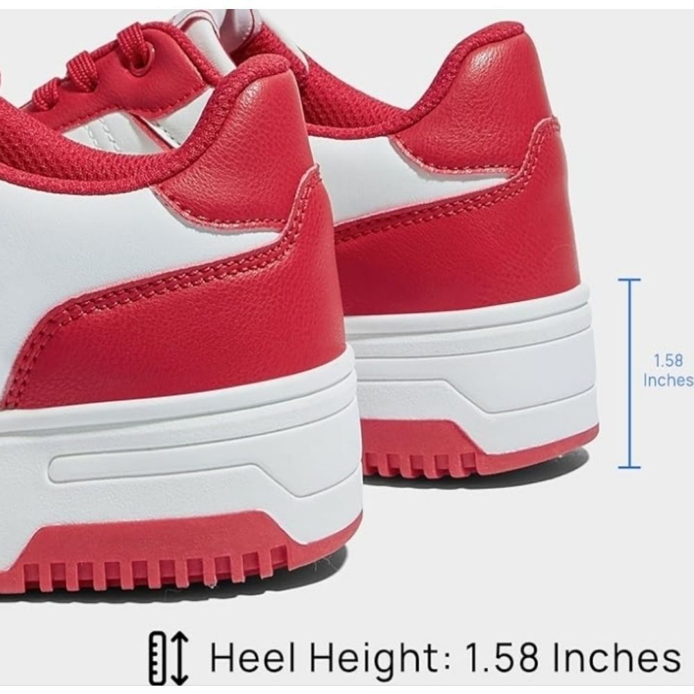 ☔️🩵⏭️NIB Lucky Step White & Red Platform Sneakers Size 8 - Picture 16 of 16